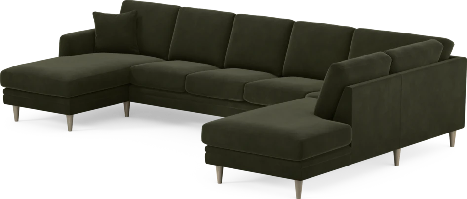 Eden - 3-sits soffa med schäslong vänster och divan höger - Grön