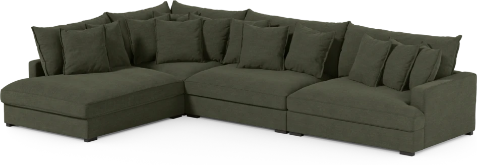 Rossi - 4-sits soffa med divan vänster - Grön