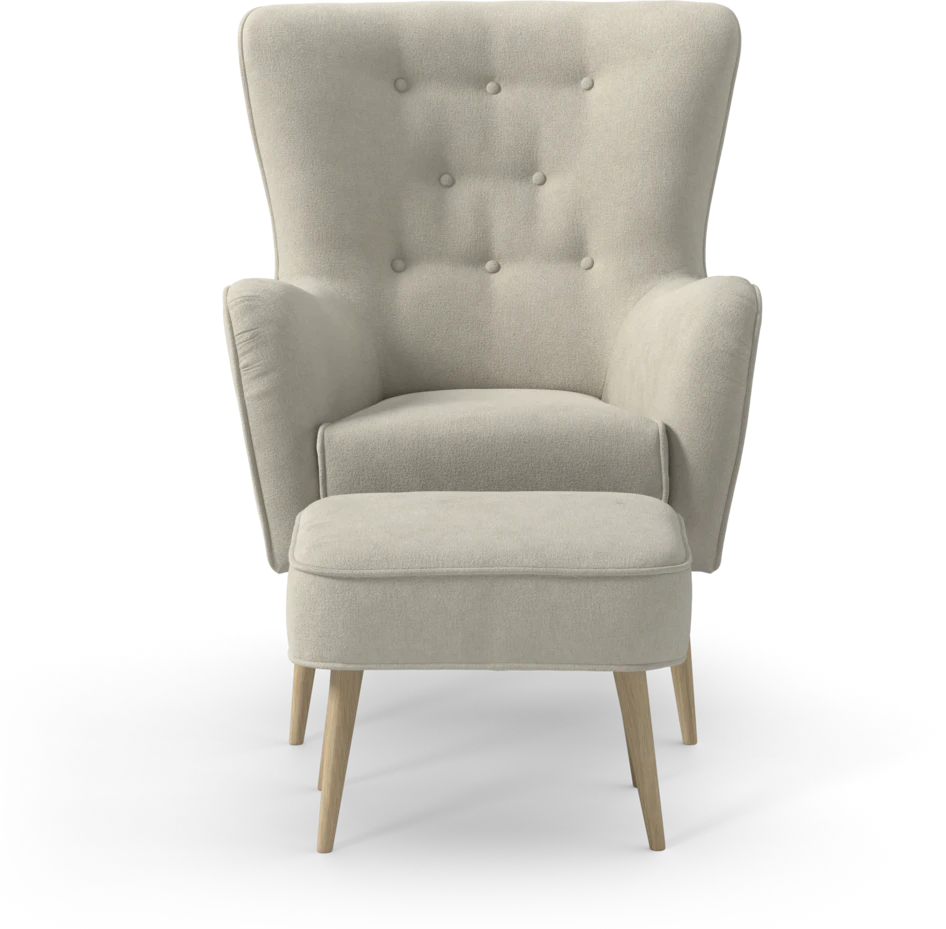 Cordelia - Fåtölj med fotpall - Beige