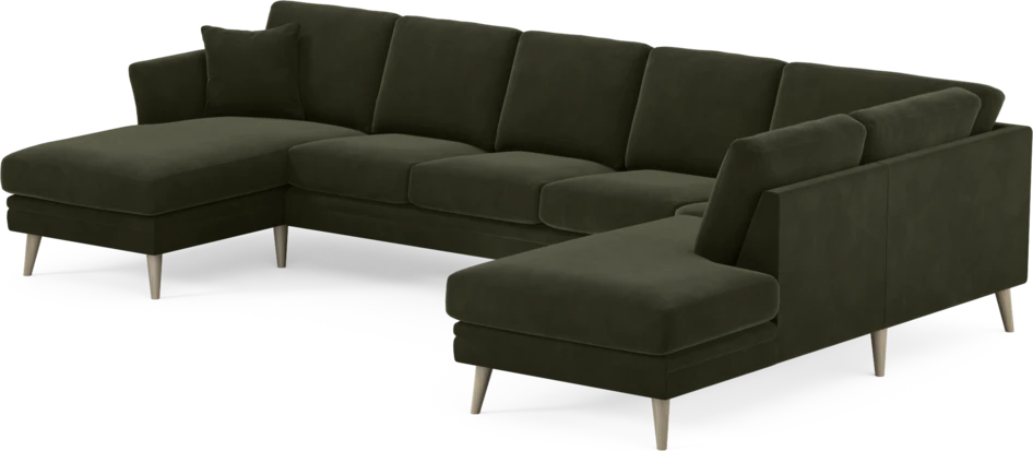 Eden - 3-sits soffa med schäslong vänster och divan höger - Grön