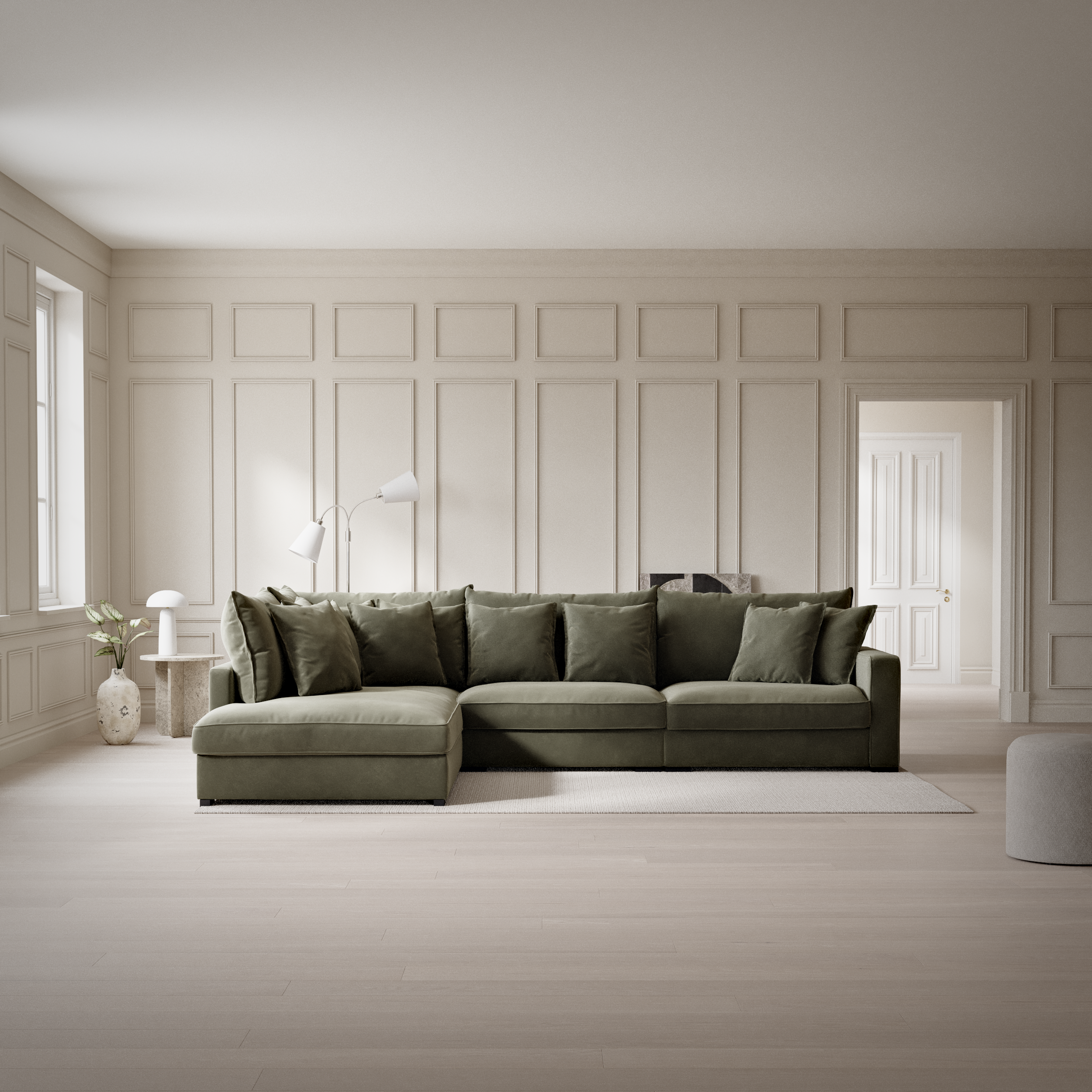 Rossi, 3-sits soffa med divan vänster