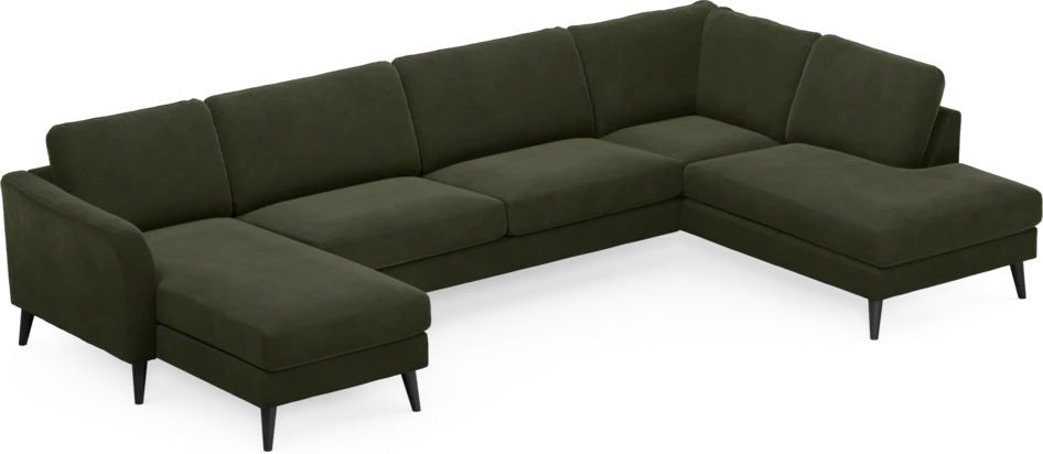 Bridge - 3-sits soffa med schäslong vänster och divan höger - Grön