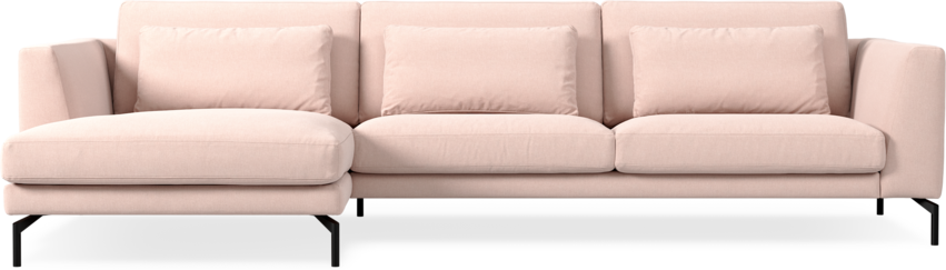 Willow - 3-sits soffa med schäslong vänster, fast klädsel - Rosa