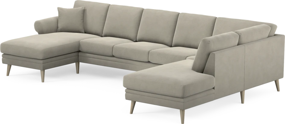 Eden - 3-sits soffa med schäslong vänster och divan höger - Brun