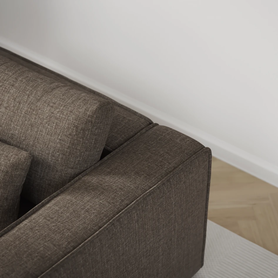 Ide - Bäddsoffa 3-sits med schäslong vänster - Brun