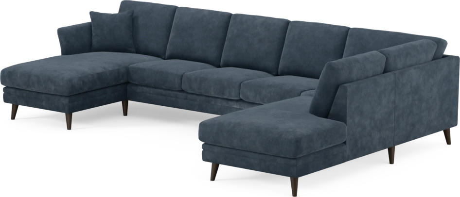 Eden - 3-sits soffa med schäslong vänster och divan höger - Blå