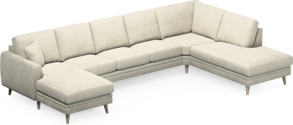 Eden - 3-sits soffa med schäslong vänster och divan höger - Vit