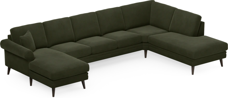 Eden - 3-sits soffa med schäslong vänster och divan höger - Grön