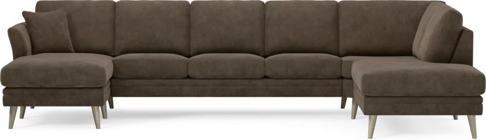 Eden - 3-sits soffa med schäslong vänster och divan höger - Brun