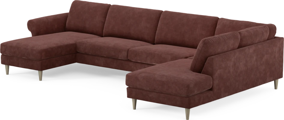 Bridge - 3-sits soffa med schäslong vänster och divan höger - Röd
