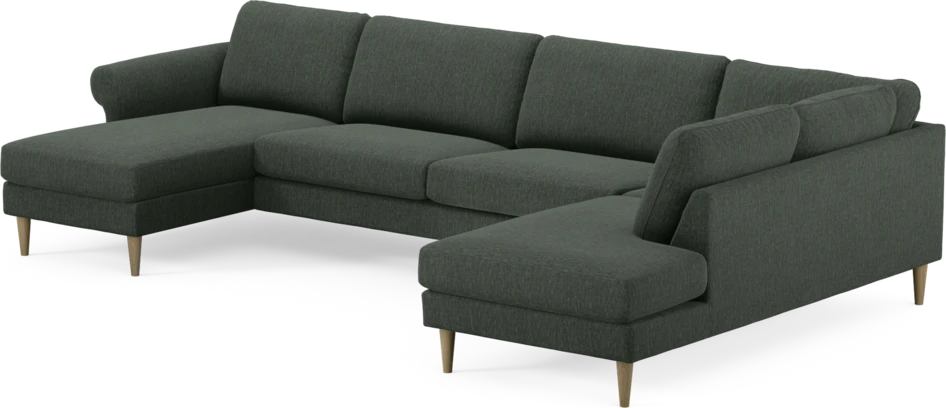 Bridge - 3-sits soffa med schäslong vänster och divan höger - Grön