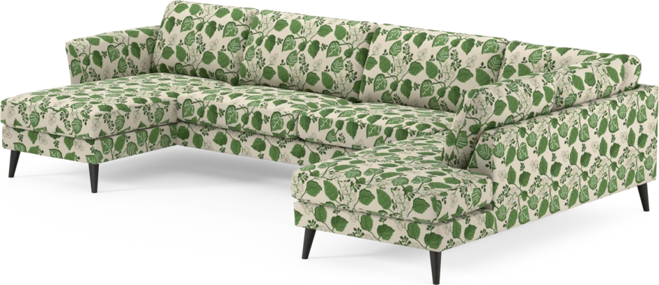 Bridge - 3-sits soffa med schäslong vänster och divan höger - Grön