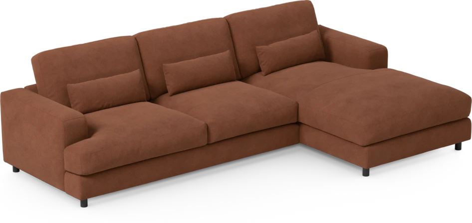 Noma - 3-sits soffa med schäslong höger - Orange