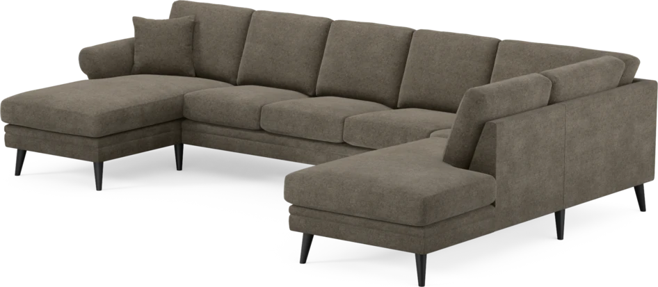Eden - 3-sits soffa med schäslong vänster och divan höger - Brun