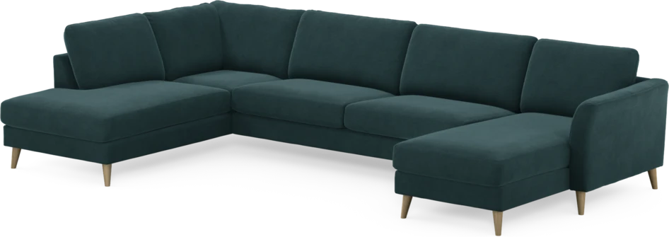 Bridge - 3-sits soffa med divan vänster och schäslong höger - Blå
