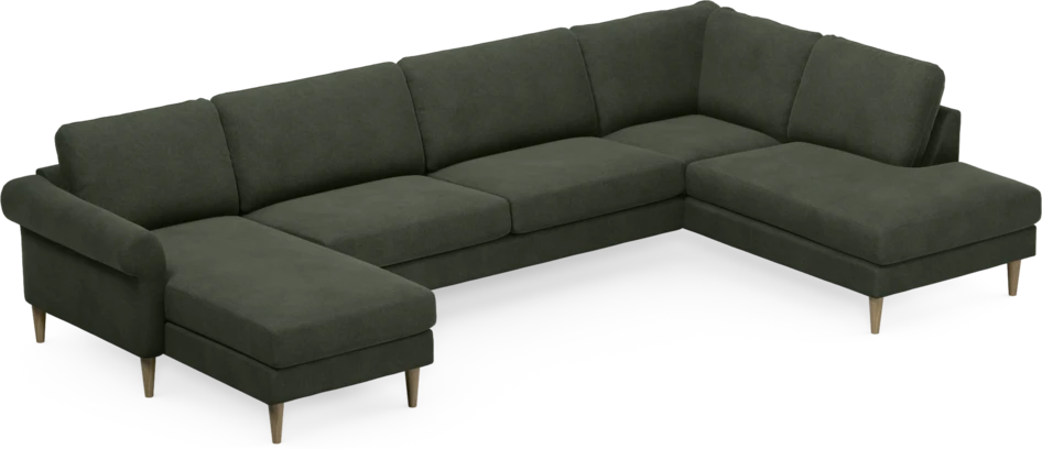 Bridge - 3-sits soffa med schäslong vänster och divan höger - Grön