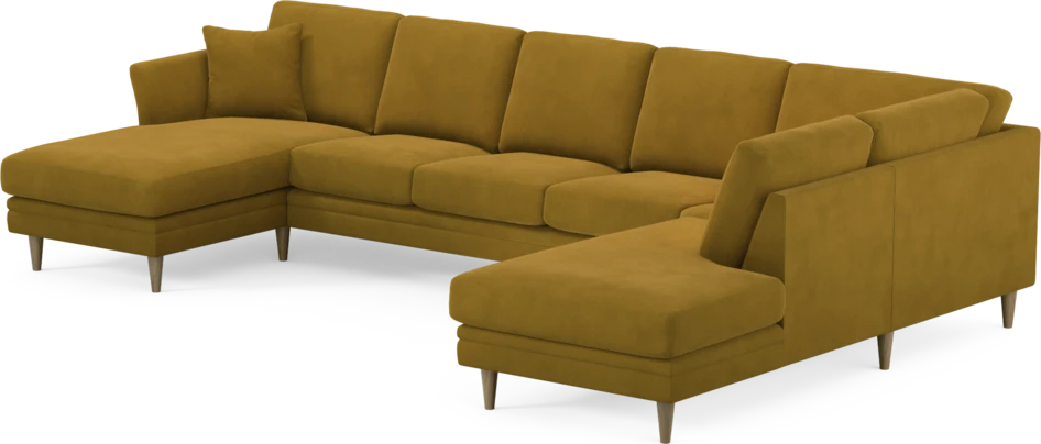 Eden - 3-sits soffa med schäslong vänster och divan höger - Gul
