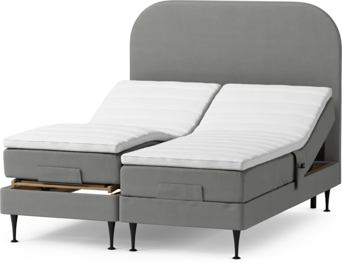 Roma Family, Ställbar säng, dubbelsäng med bäddmadrass och sänggavel slät, B 160-180