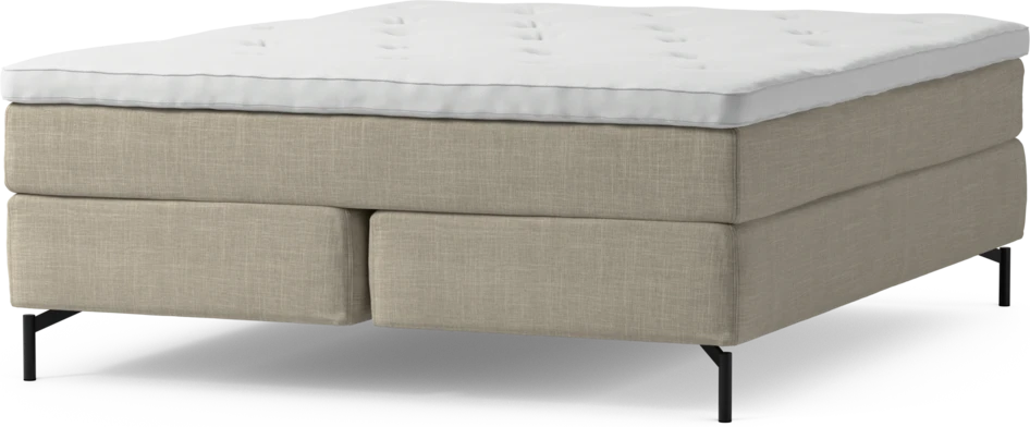 Delux Sense - Kontinentalsäng, dubbelsäng med bäddmadrass och sängben - Beige
