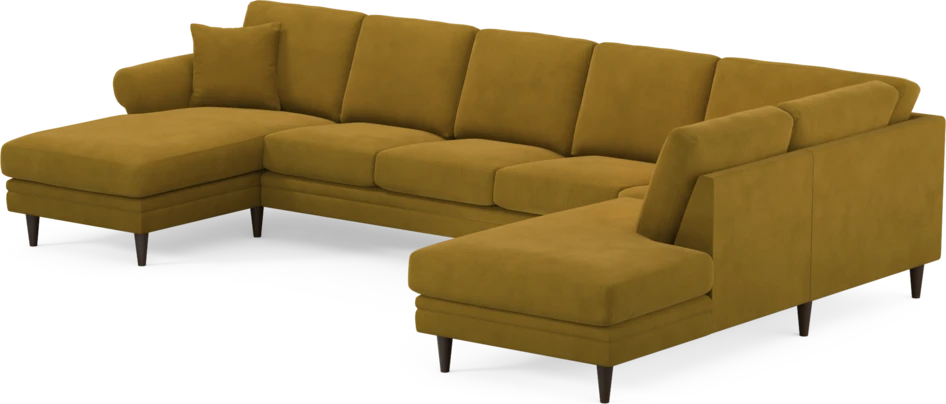 Eden - 3-sits soffa med schäslong vänster och divan höger - Gul