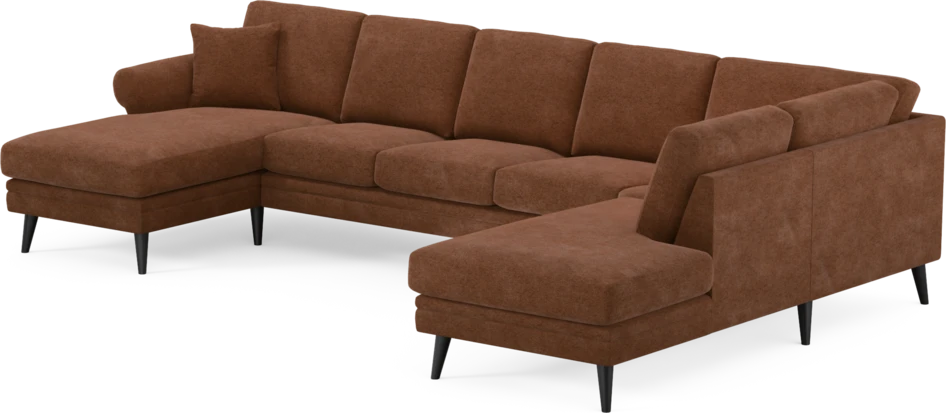 Eden - 3-sits soffa med schäslong vänster och divan höger - Orange