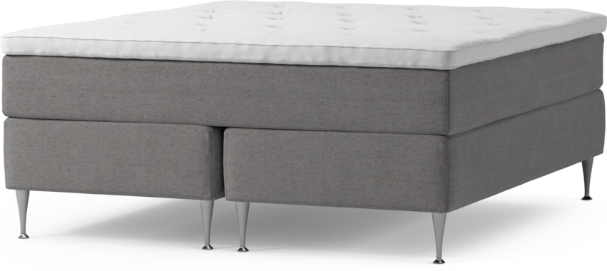 Delux Dream - Kontinentalsäng, dubbelsäng med bäddmadrass och sängben - Grå