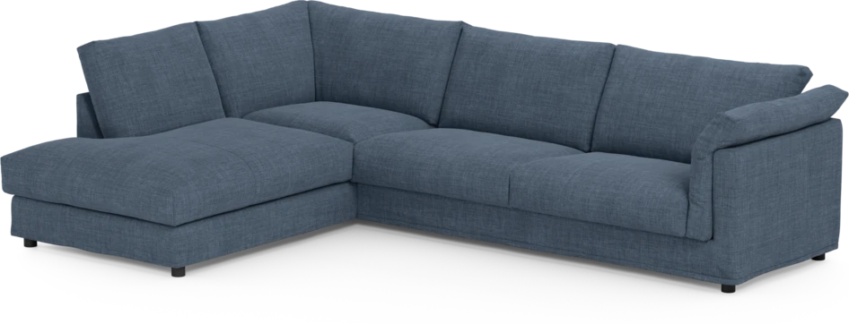 Cherrie - 3-sits soffa med divan vänster, med kappa - Blå