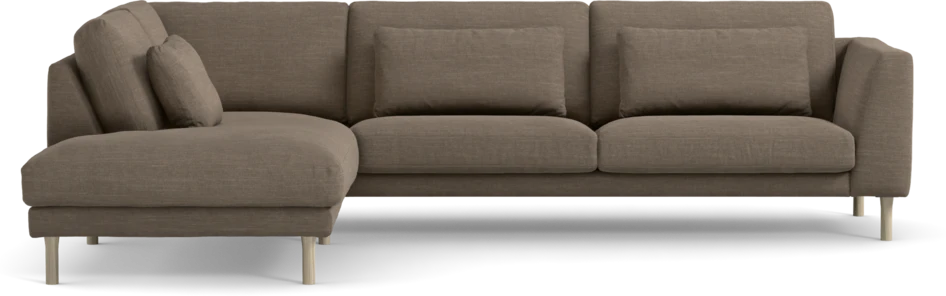 Willow - 3-sits soffa med divan vänster, fast klädsel - Brun
