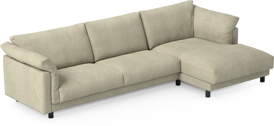Cherrie - 3-sits soffa med schäslong höger, fast klädsel - Beige