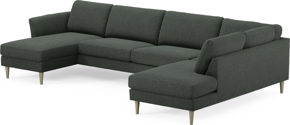 Bridge - 3-sits soffa med schäslong vänster och divan höger - Grön