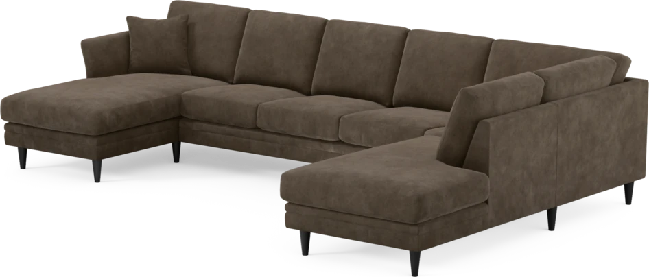 Eden - 3-sits soffa med schäslong vänster och divan höger - Brun