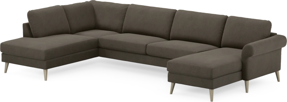 Bridge - 3-sits soffa med divan vänster och schäslong höger - Brun