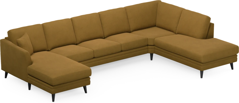 Eden - 3-sits soffa med schäslong vänster och divan höger - Gul