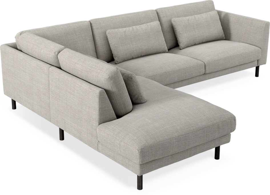 Willow - 3-sits soffa med divan vänster, fast klädsel - Grå