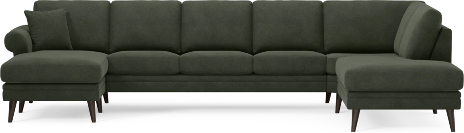 Eden - 3-sits soffa med schäslong vänster och divan höger - Grön