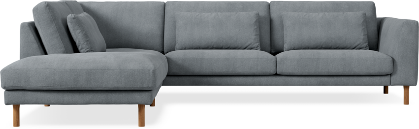 Willow - 3-sits soffa med divan vänster, fast klädsel - Grå