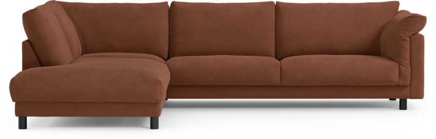 Cherrie - 3-sits soffa med divan vänster, fast klädsel - Orange