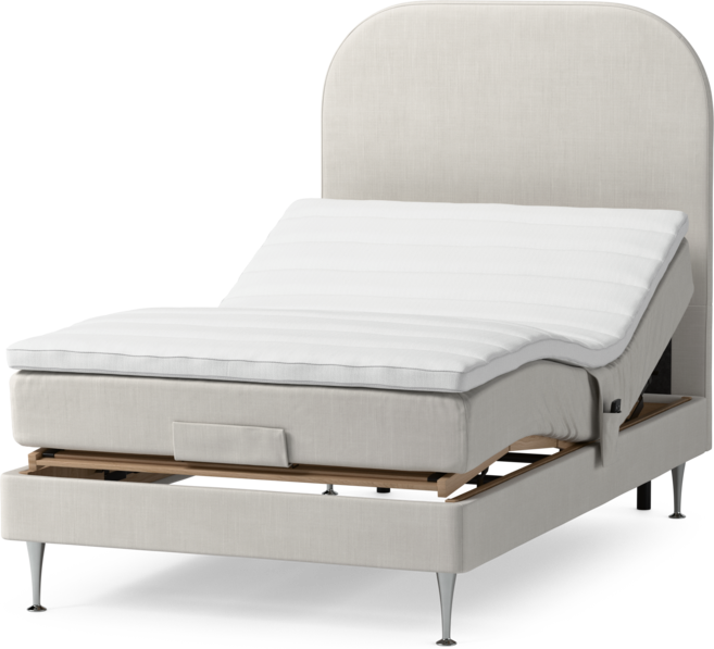 Roma Family - Ställbar säng, enkelsäng med bäddmadrass och sänggavel slät, B 90-120