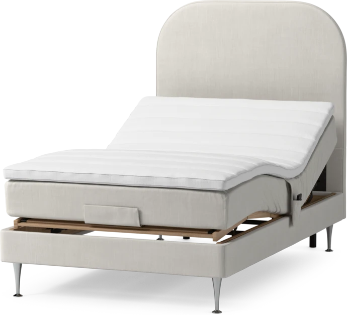 Roma Family, Ställbar säng, enkelsäng med bäddmadrass och sänggavel slät, B 90-120
