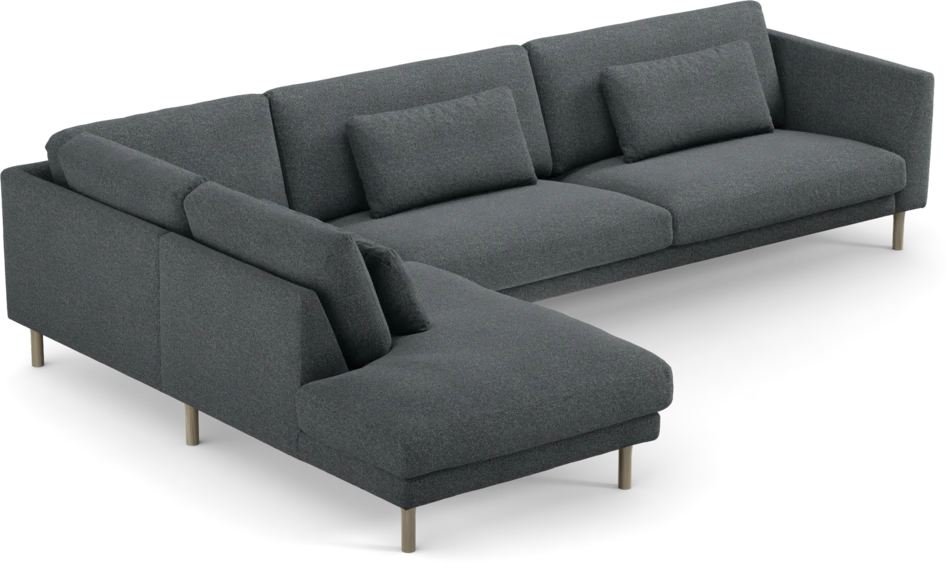 Willow - 4-sits soffa med divan vänster, fast klädsel - Blå
