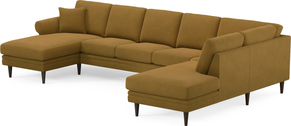 Eden - 3-sits soffa med schäslong vänster och divan höger - Gul