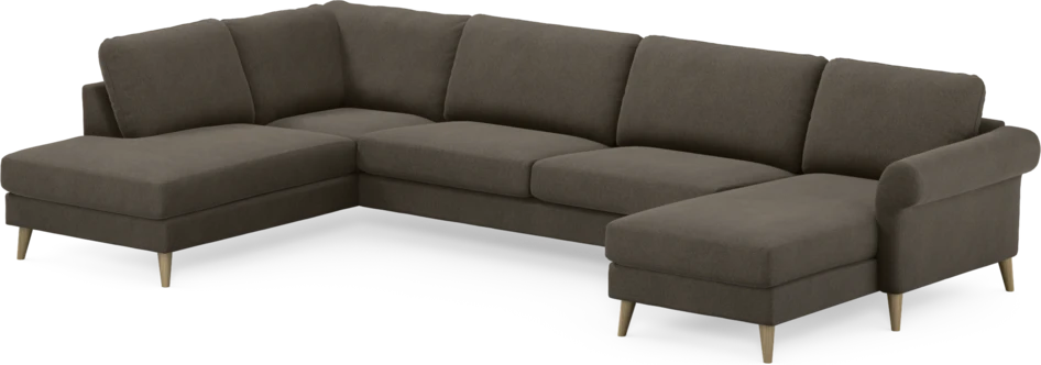 Bridge - 3-sits soffa med divan vänster och schäslong höger - Brun