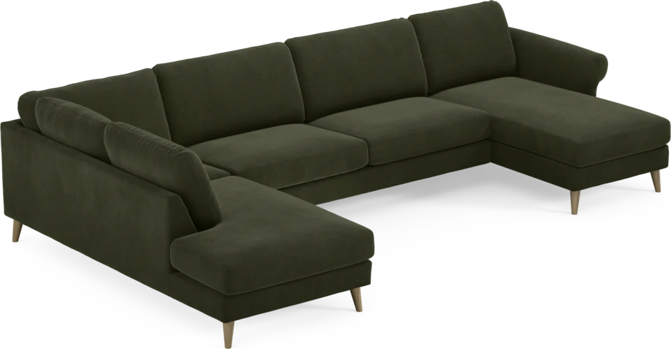 Bridge - 3-sits soffa med divan vänster och schäslong höger - Grön