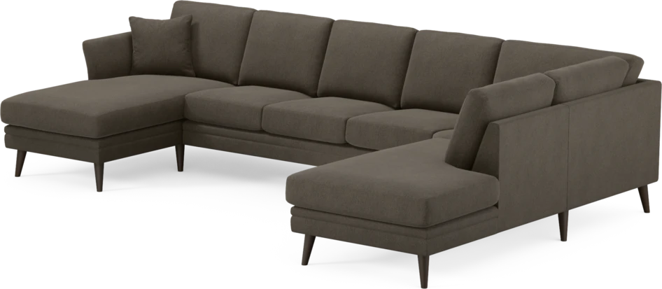 Eden - 3-sits soffa med schäslong vänster och divan höger - Brun