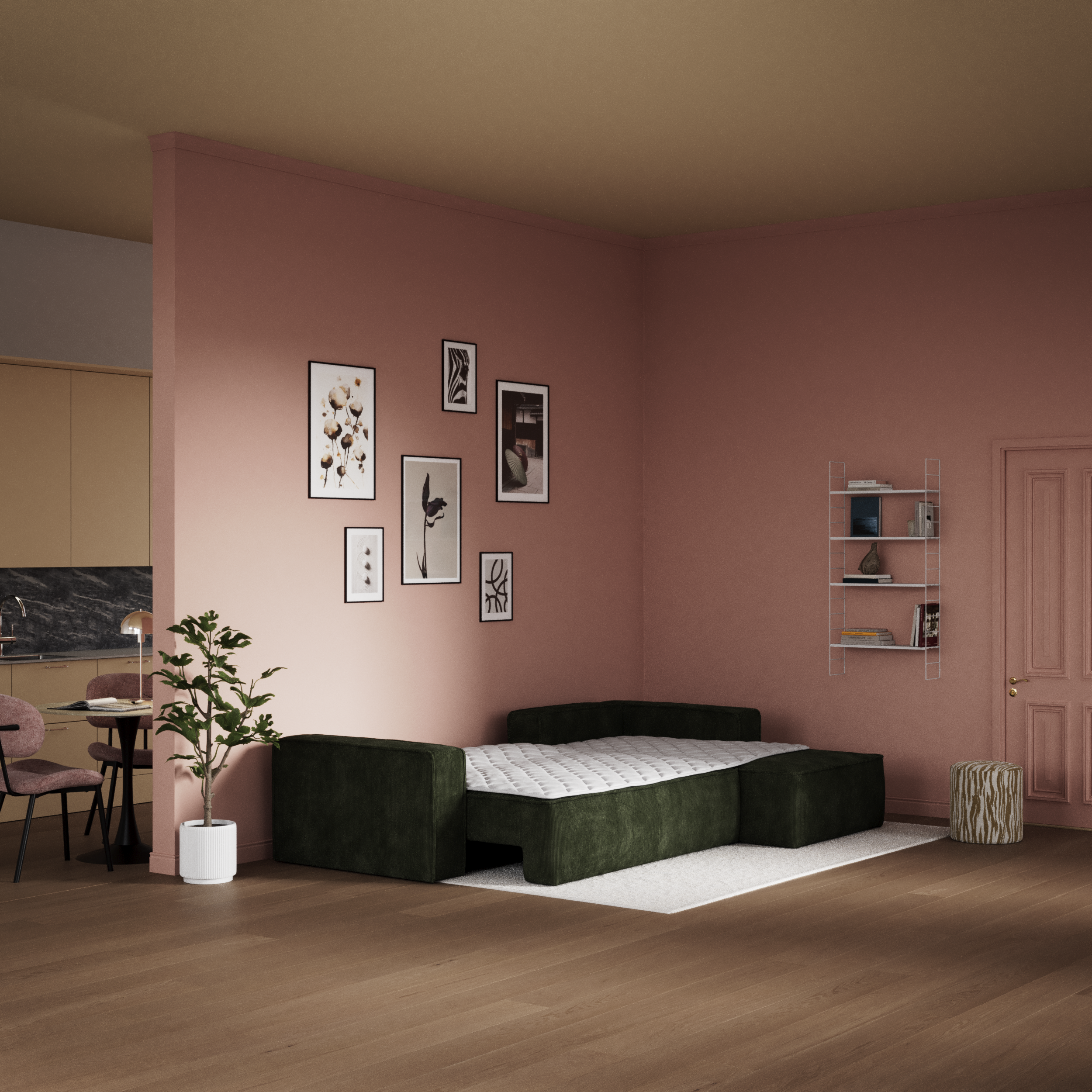 Ide, Bäddsoffa 3-sits med schäslong höger