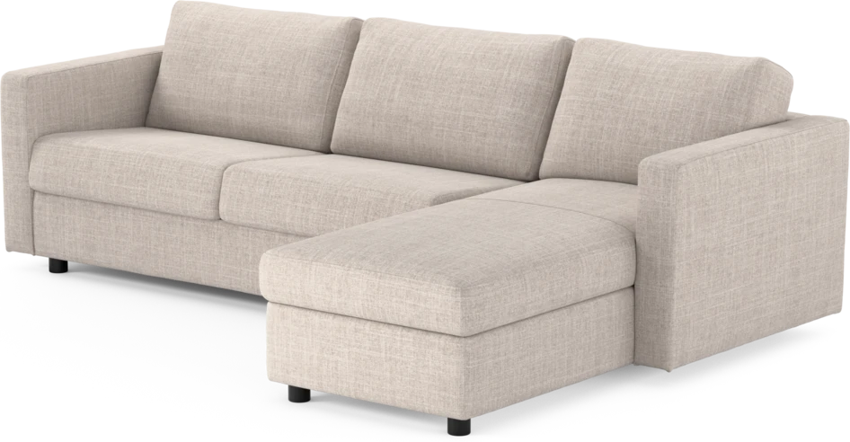 Lindö - Bäddsoffa 2,5-sits med schäslong, vändbar - Beige
