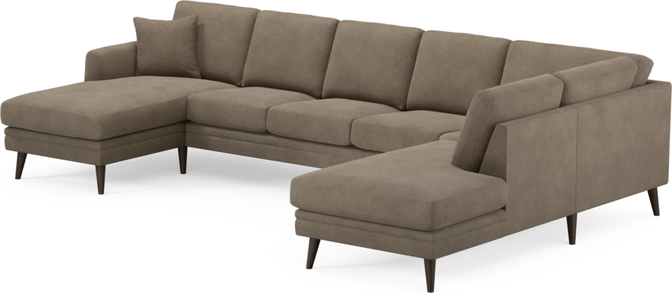 Eden - 3-sits soffa med schäslong vänster och divan höger - Brun