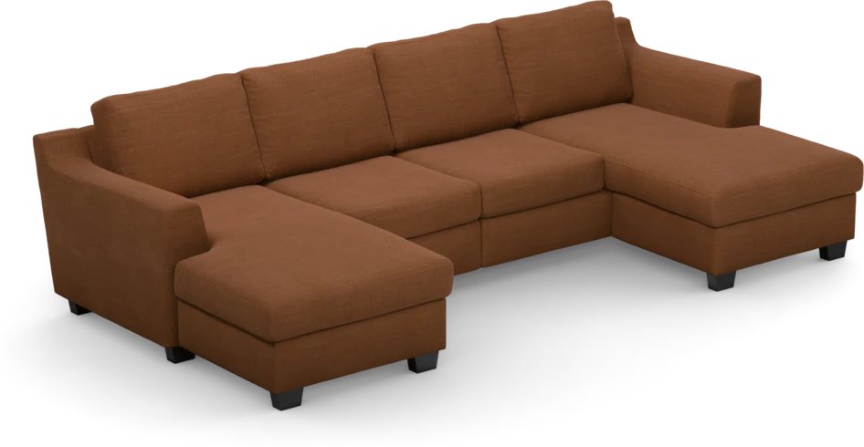 Friday - 2-sits soffa med två schäslonger - Orange
