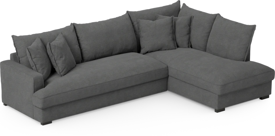 Mila - 3-sits soffa med divan höger, hel dyna - Grå