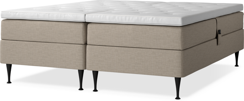 Delux Sense - Ställbar säng, dubbelsäng med bäddmadrass - Beige